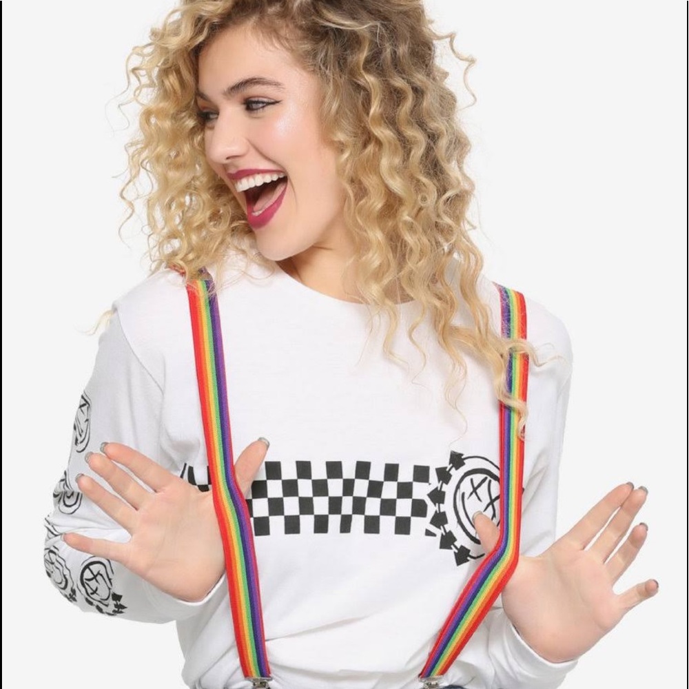 Vintage Rainbow Clip On Suspenders